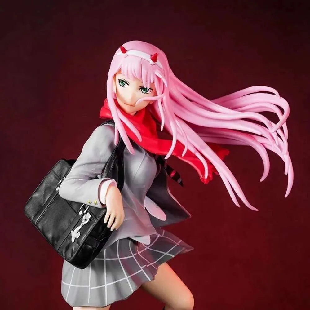 Mascot kostymer 23 cm anime figur älskling i Franxx Autumn School Uniform Position Model Dolls Toy Gift Collect Boxed Ornament Pvc Material