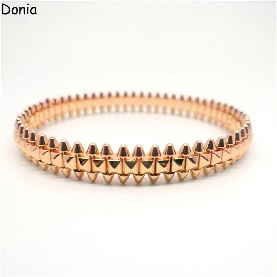 Donia Jewelry Luxury Bangle Exaggerated Shiny Rivet Titanium Steel Bracelet European and American Fashion Designer Bracelet235L