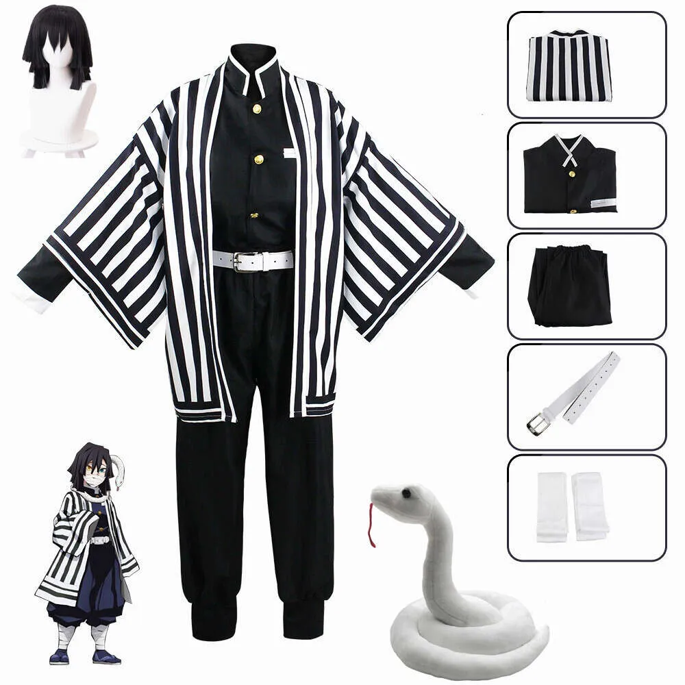 Cosplay Anime Demon Slayer Kimetsu Geen Yaiba Iguro Obanai Kimono Halloween Party Witte Slang Rekwisieten