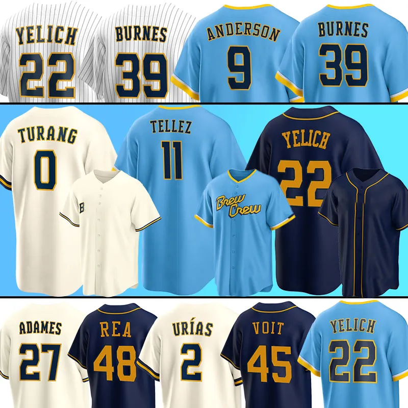 Brew Christian Yelich Honkbalshirt Milwaukee Sal Frelick Brewers Rowdy Tellez Devin Williams Willy Adames Jesse Winker Brice Turang Luke Voit William Contreras