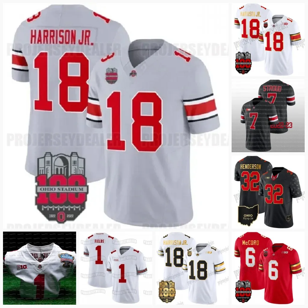 Marvin Harrison Jr. Osu Ohio State Buckeyes 2023-24 Gray NCAA Football Jersey Treveyon Henderson Emeka Egbuka Kyle McCord Denzel Burke Julian Fleming