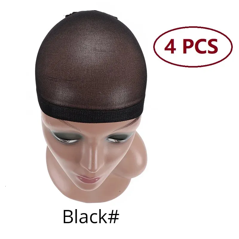 4pcs Black Mesh Wig Cap Net, Closed End Hair Mesh Net Wig Caps