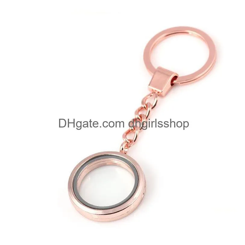 Key Rings Openable Floating Locket Key Rings Round Lockets Pendants Keychain Diy Fashion Jewelry Will And Sandy Sier Gold Jewelry Dhr6U