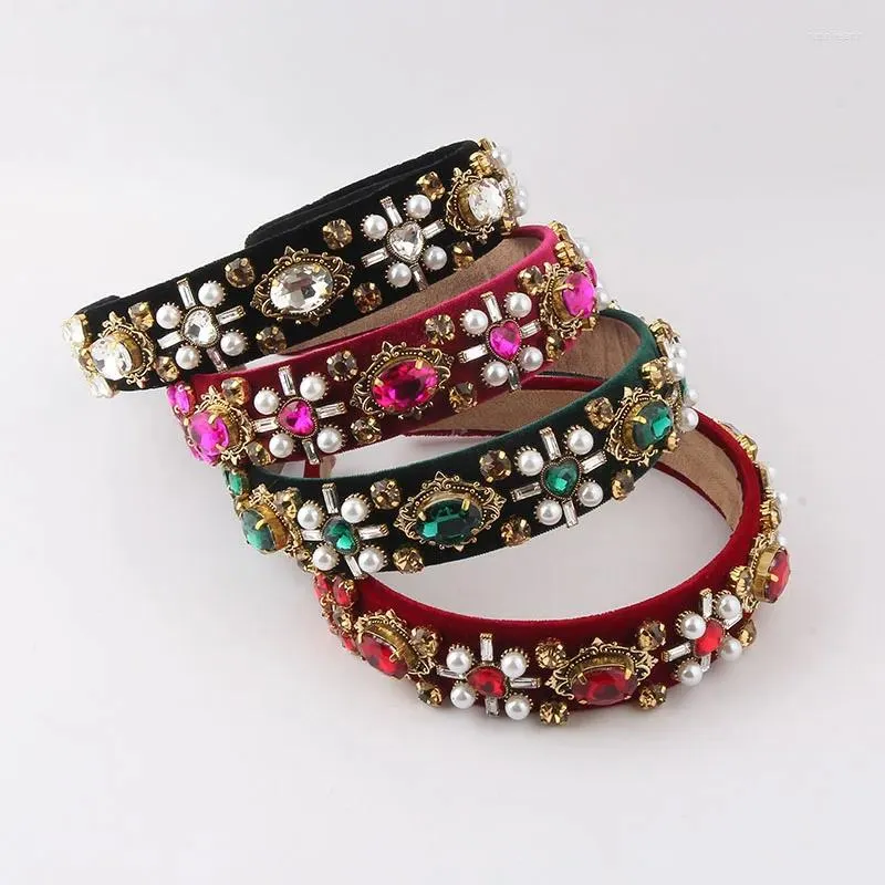 Hårklipp Fashion Flannelette Inlaid Rhinestone Pearl Barock Band Ladies Walk Vackra Women Accessories Bride Pannband 892