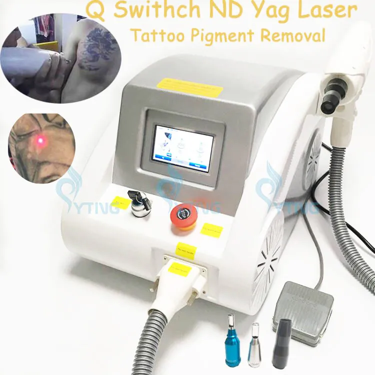 Professional ND YAG Laser Machine Tattoo Removal Eyebrow Cleaner Pigmentering Borttagning Dark Spot Remover Q Switch 1320nm 1064nm 532nm 3 Heads