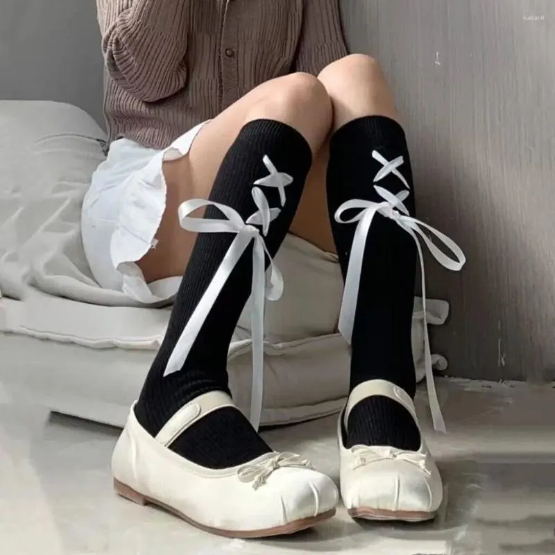 Frauen Socken Japanische JK Lolita Bogen Verband Baumwolle Mittelrohr Süße Atmungsaktive Kalb Weibliche Strumpfwaren