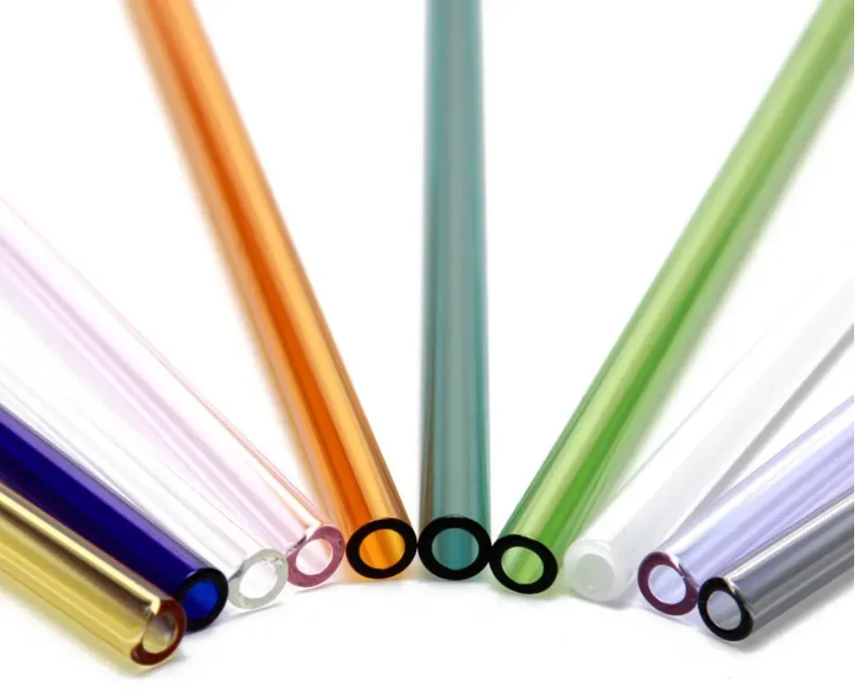 Pajitas de cristal para cóctel de borosilicato de color superior, longitud de 20cm, pajita para beber de 8mm para fiesta, envío gratis