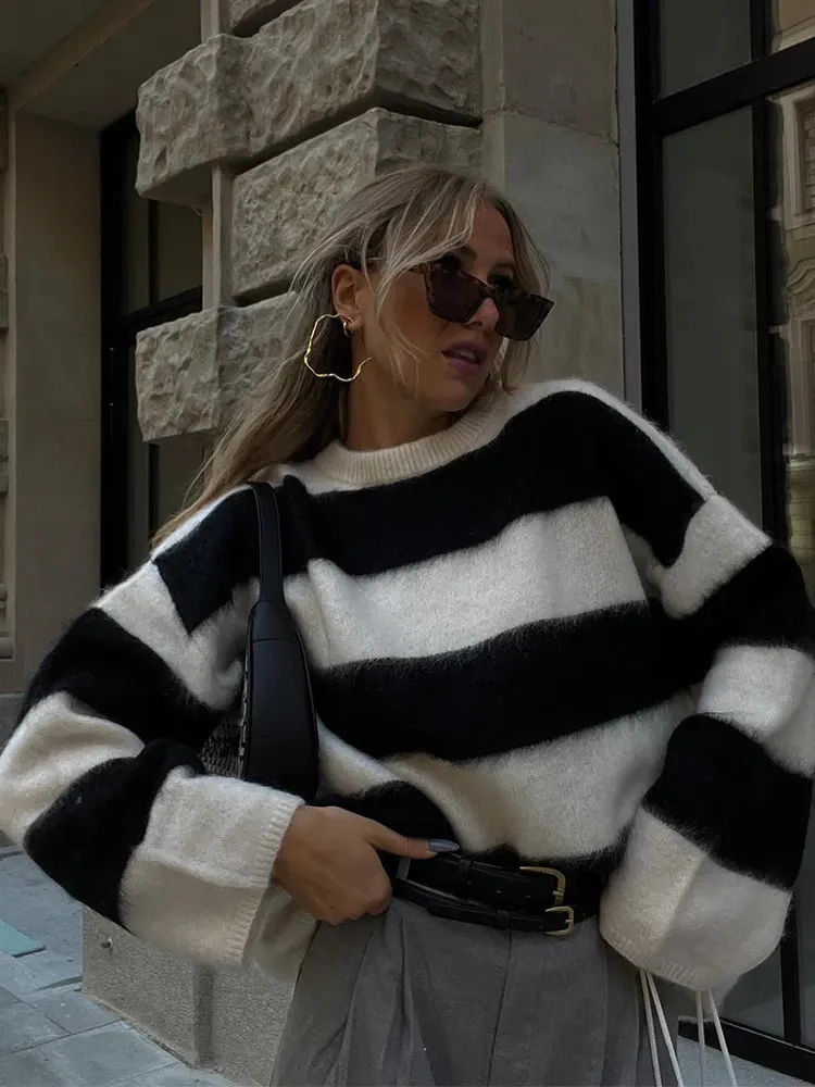 Swetry damskie Mohair Sweter Sweter Kobiet pullover o-drock Knitted jesienna zima luźne luźne miękkie swetry żeńskie eleganckie casual jumper 231012