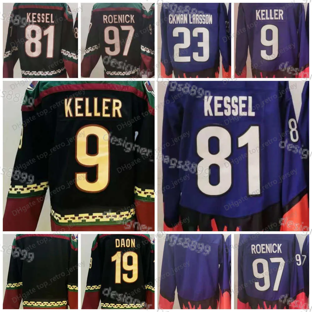 2023 Reverse Retro 81 Phil Kessel Hockey Jerseys 9 Clayton Keller 97 Jeremy Roenick 19 Shane Doan Men Stitched Shirt Size S-xxxl Purple Alternative Black Stitched Shirts