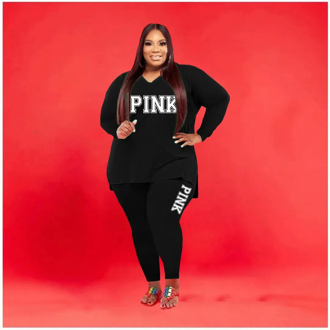 Fatos femininos 3xl 4xl 5xl inverno grande plus size define roupas femininas treino feminino duas peças calças ternos esportivos senhoras outfit feminino 231010