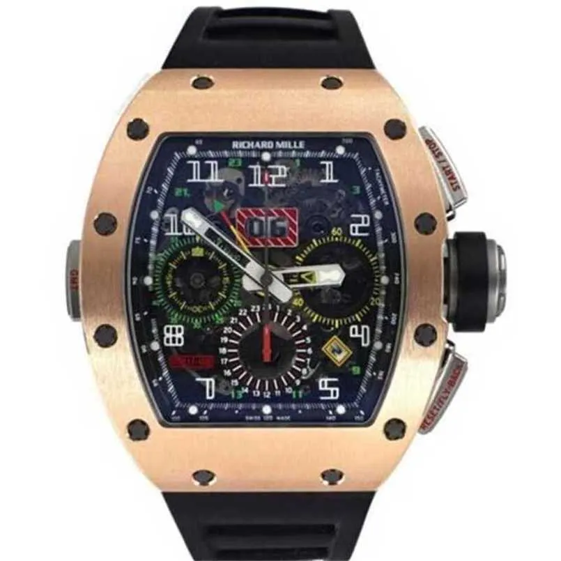 Orologi di lusso Richarmill Orologi meccanici automatici Orologi da polso sportivi Orologi Rm 11-02 Greenwich Mean Time Orologio automatico in gomma titanio oro rosa WN-HFQ4