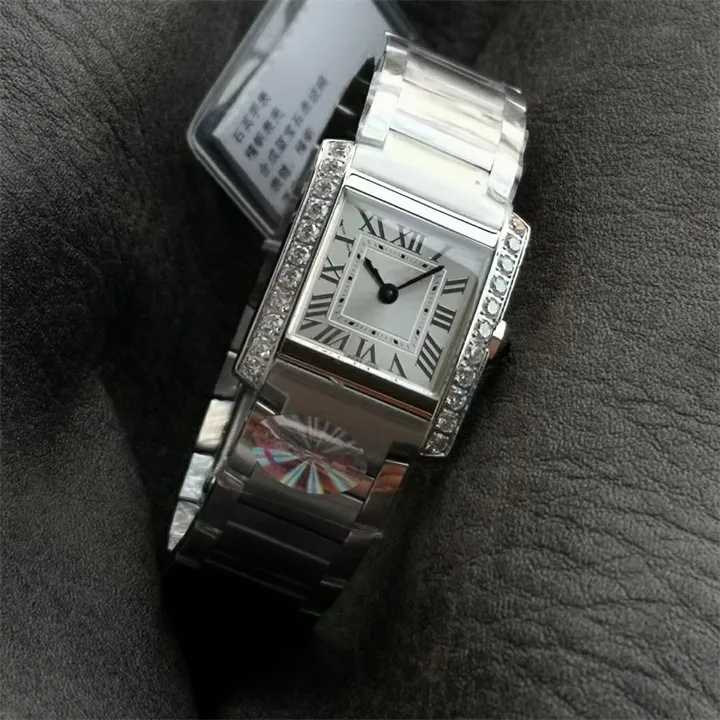 Tank Francaise Montre DE Luxe diamond watch 25.7x21.2mm Swiss quartz movement 316L steel 1 1 design womens watches