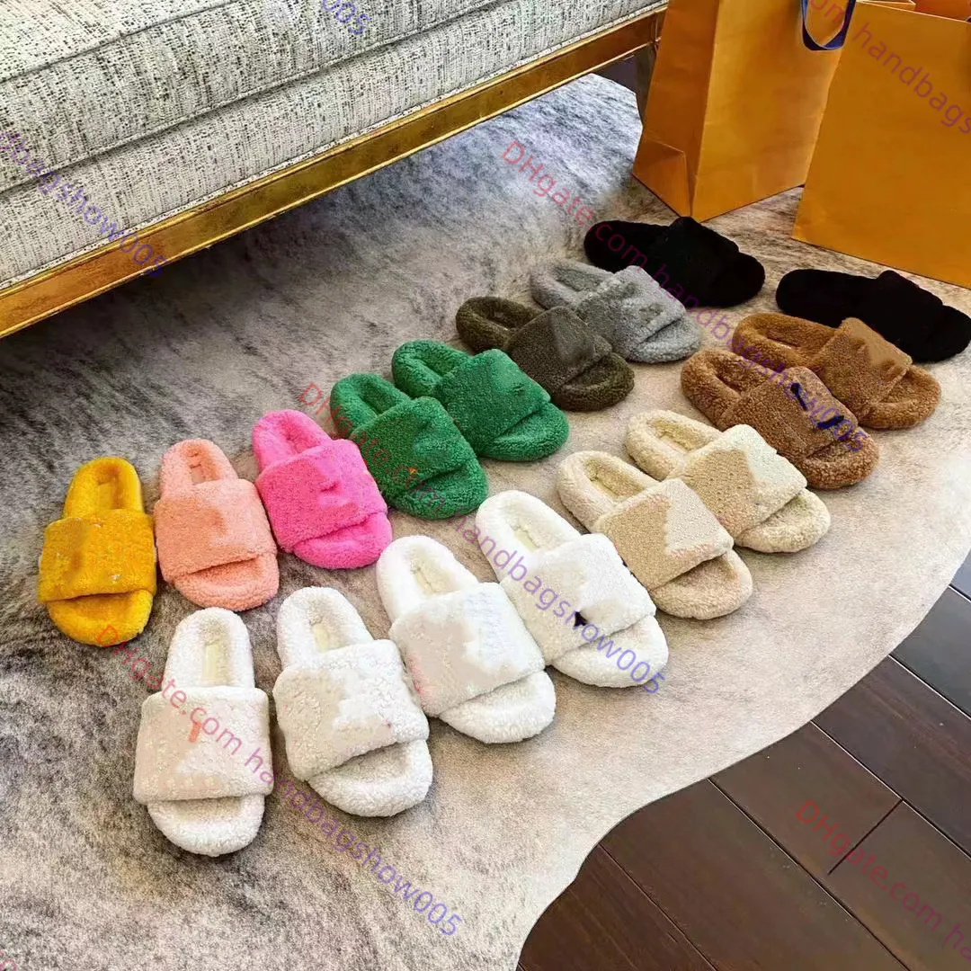 Luxury Indoor Hotel Designer Paseo Comfort slippers Furry Fluffy Women's slides Lady Furry Fluffy Wool rubber sole slippers house slippers fur slippers Flip flops