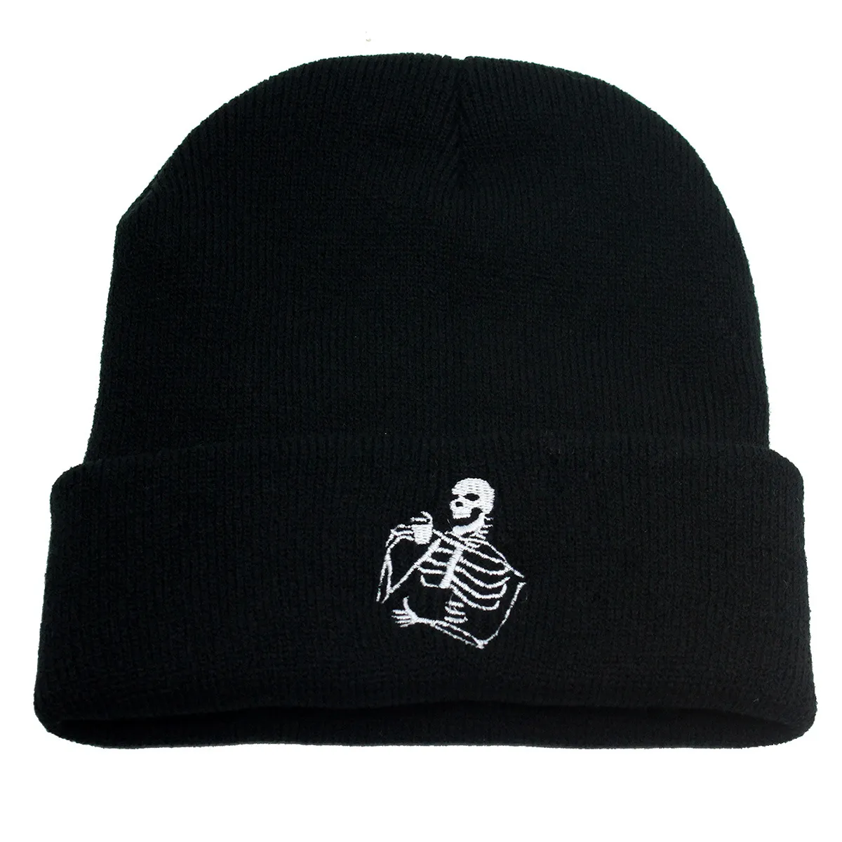 Baddery: Bonnet Tricoté - Tête De Mort - Cadeau Pour Les Fans De Métal - Bonnet Unisexe Pour Homme Et Femme - Crâne D'Halloween, Noir , Taille Unique