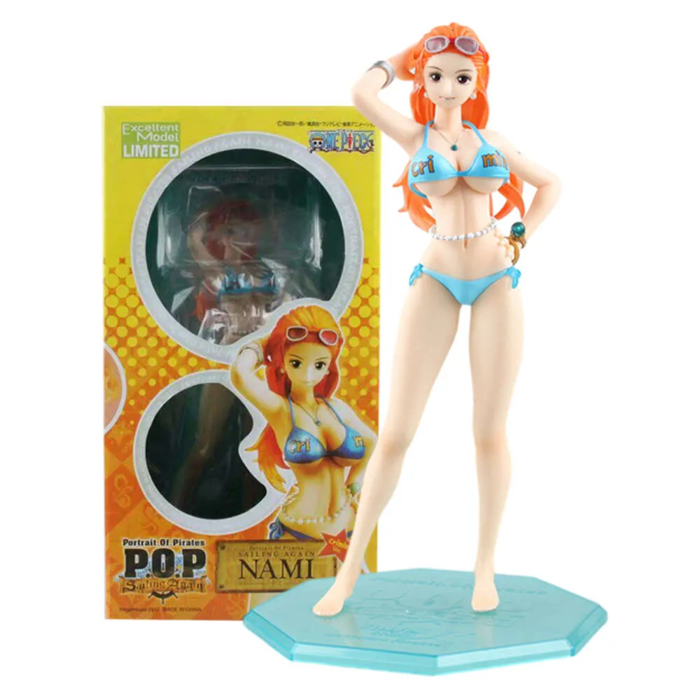 Mascot Costumes 21cm One Piece Anime Figure Nami Pop Long Hair Swimsuit Sexy Girl Action Figures Pvc Collection Model Doll Toys Holiday Gifts