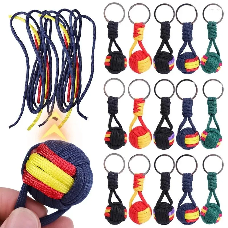 Keychains Military Parachute Lanyard Outdoor Emergency Rope Woven Ball Removable Keychain Solid Key Ring Sturdy Survival Tool