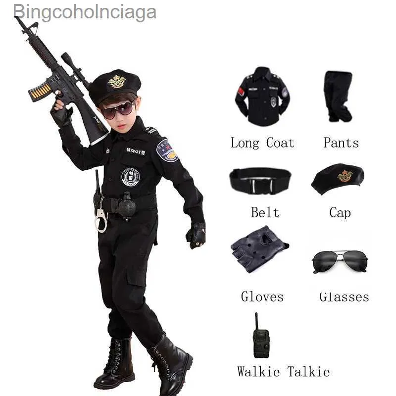 Costume thématique 2022 Enfants Halloween Policier Vient Enfants Fête Carnaval Police Uniforme Garçons Armée Policiers Cosplay Vêtements Ensemble 110-160cmL231013