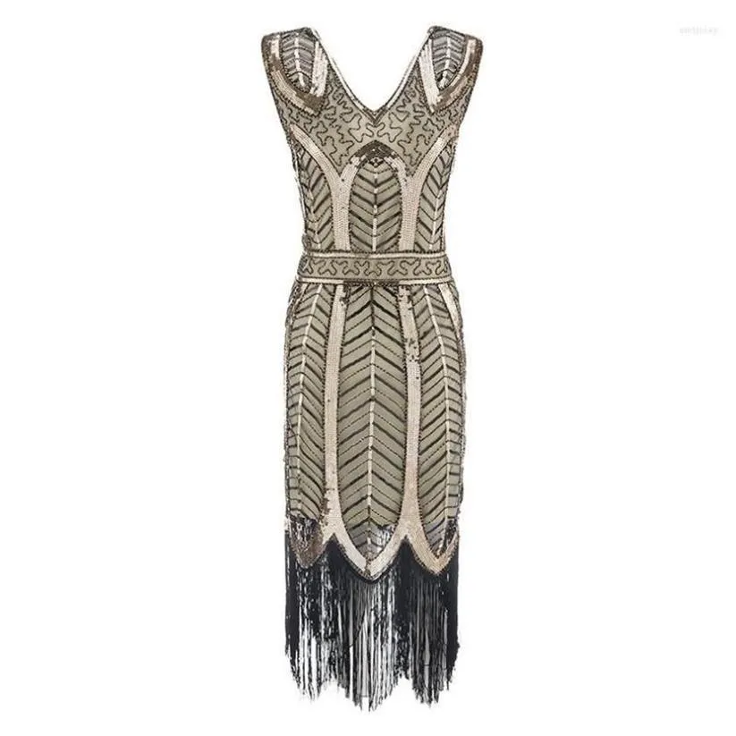 Lässige Kleider Plus Size Damenmode 1920er Jahre Flapper Kleid Vintage Great Gatsby Charleston Pailletten Quaste 20er Jahre Party3137