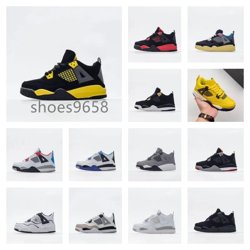 New Fashion Basketball Children 2023 Jumpman Shoes 4 4s Black Cat J4