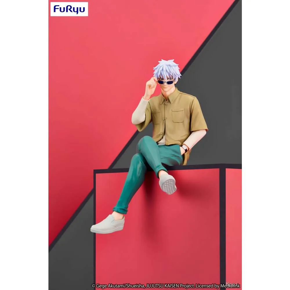 Maskottchenkostüme, echte 15 cm große Anime-Figur, Jujutsu Kaisen, Gojo Satoru, Sonnenbrille, sitzend, gepresste Nudeln, Modellpuppen, Spielzeug, Geschenk, zum Sammeln, verpackt in PVC