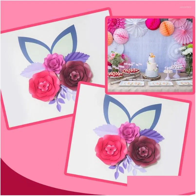Dekorative Blumen Cardstock Mix DIY Papierblätter Ohren Set für Babyparty Geburtstag Kulissen Dekorationen Kinderzimmer Wanddeko Dhkrn