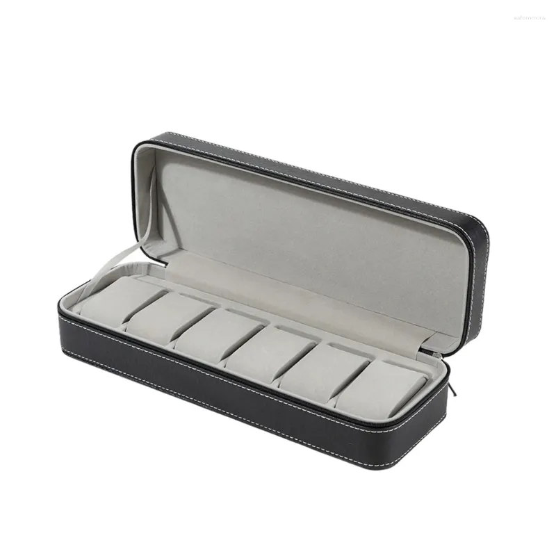 Jewelry Pouches Black Stylish And Dustproof Ring Holder Box For Easy Organization Removable Cushions Earring Balck 6 Slots