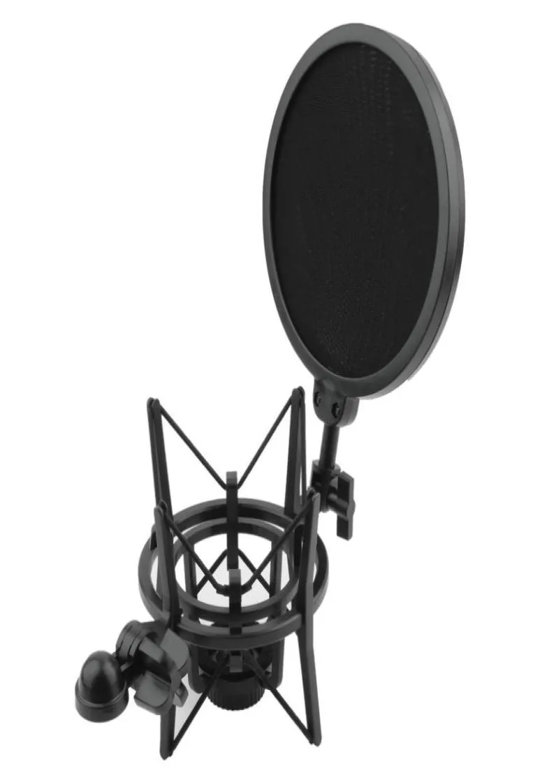 Ny mikrofonchockmonteringshållare med integrerad popfilterskärm Mikrofon MIC Professional Shock Mount7366507