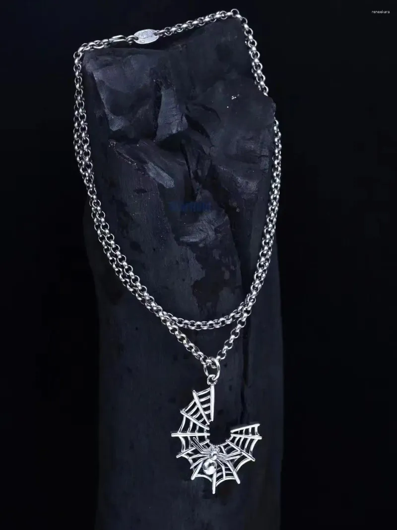 Chains Selling S925 Sterling Silve Personality Individual Spiderweb Pendant Necklace For Men And Women