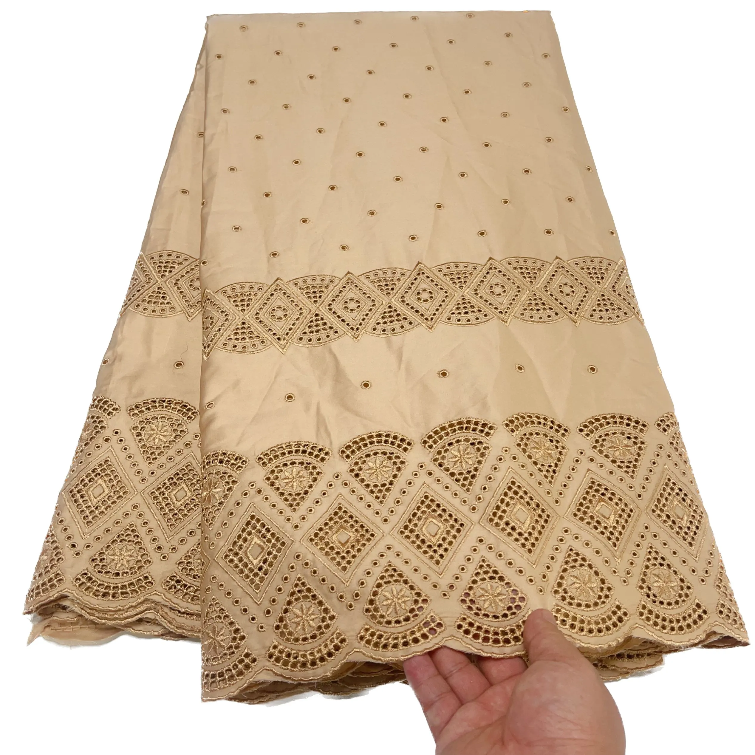 2023 Voile suisse pur coton matériel dentelle polie tissu à coudre robe de broderie africaine pour les femmes 5 mètres conception de style nigérian fête d'automne moderne en vente YQ-8323