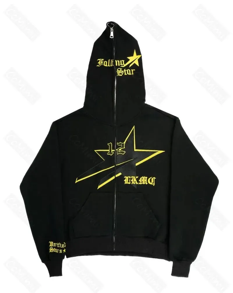 Sudaderas Con Capucha Para Hombre Sudaderas Y2k Falling StarBoy Kpop Primavera Y Otono Con Capucha Boton De Invierno Hip Hop Pareja Chaqueta Con Cremallera Sudadera Con Capucha American Street Mans 23...