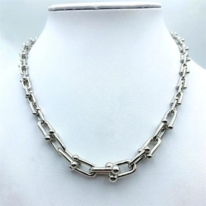 Kedjor kvinnor 925 sterling silver hardwear serie examen länk halsband charm u typ halsband lyx Brandif smycken190p