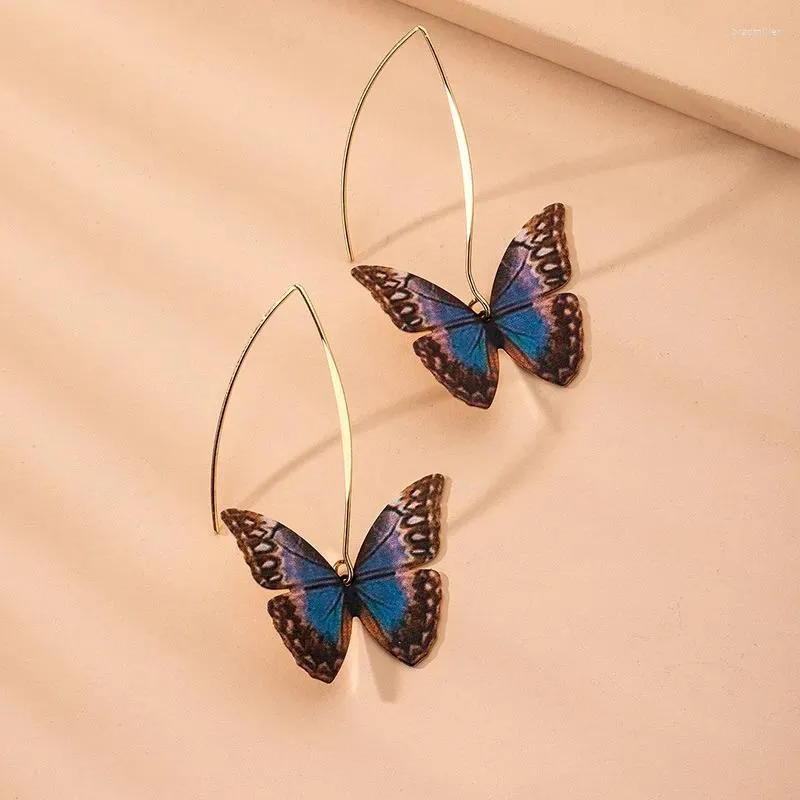 Dangle Earrings Fairy Gradient Enamel Butterfly For Women Gold Color Alloy Simulation Wing Drop Statement Party Jewelry