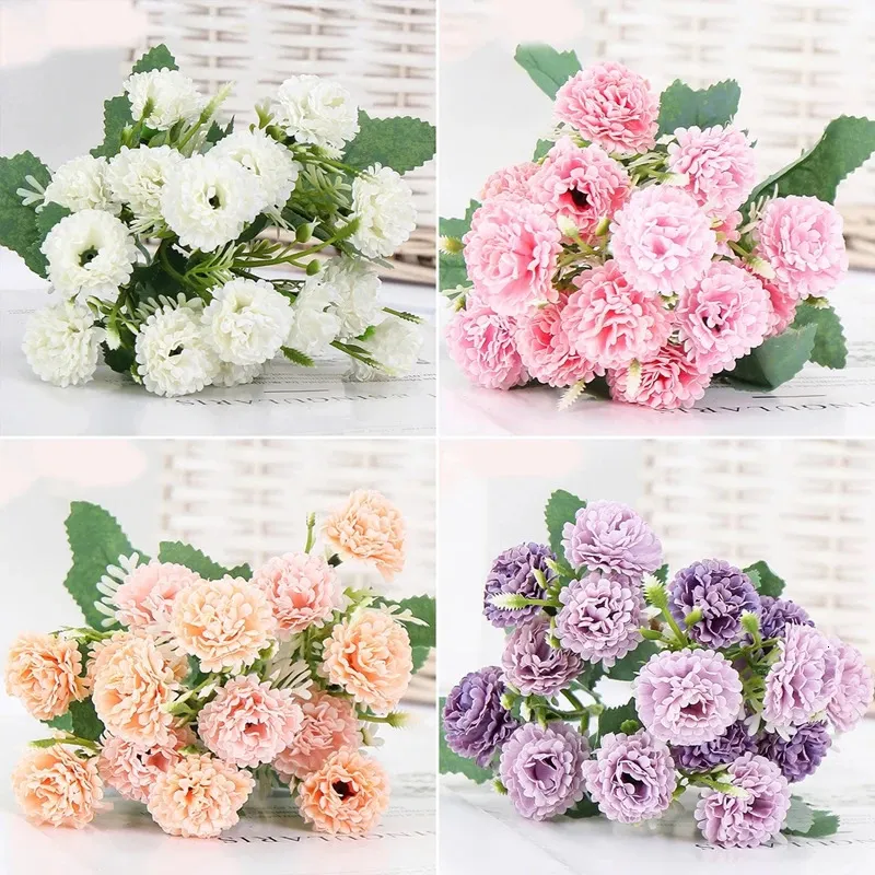 Fleurs séchées 15 tête fleur artificielle clou de girofle rose bouquet de soie accessoires décoration de mariage pour la fête à la maison fausse fleur fournitures artificielles 231013