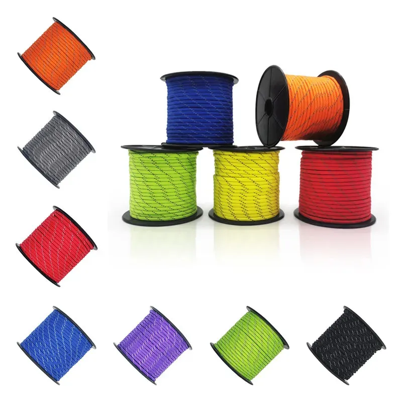 Klimtouwen 50M Reflecterend Paracord Touw Dia4mm voor Survival Parachute Cord Lanyard Camping Wandelen Waslijn 231012