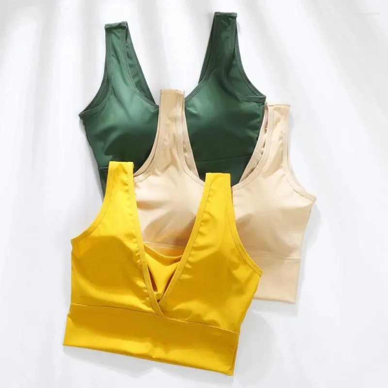 Reggiseno sportivo per la schiena di bellezza a forma di V da yoga per le donne Gilet da corsa per ciclismo all'aperto imbottito push up Bralette Top intimo per palestra fitness