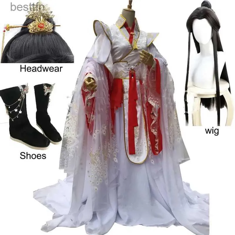 Themakostuum Xie Lian Yue Shen Cosplay Antieke Roman Tian Guan Ci Fu Platina Pauw Cosplay Costmes Cos Pruik schoenen voor Halloween PartyL231013