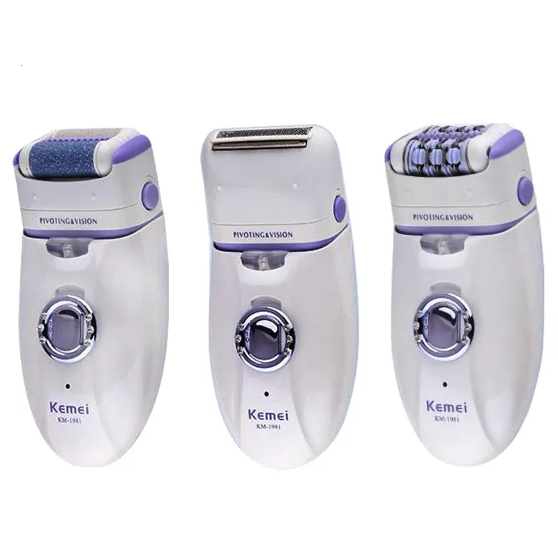 Epilator KM-1981 Kobiety Epilator Elektryczna kobieta twarz Usuwanie włosów Lady Shaver Bikini Trimmer Body Prapilatory nogi nogi do nogi Depilacja 231013