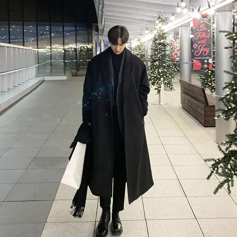 Misto lana da uomo inverno bello di lana spessa maschile versione coreana trench allentato cappotto giacca da uomo casual parka moda chic soprabito 231012