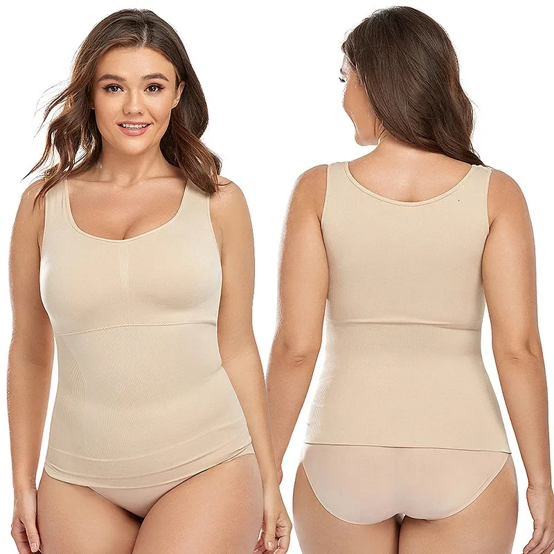 Plus Size Womens Low Waist Body Shaper With Built In Bra Tank Top Control Camisole For Slimming And Compression Undershirt Style 231012 From Niao07 8.85 DHgate.Com