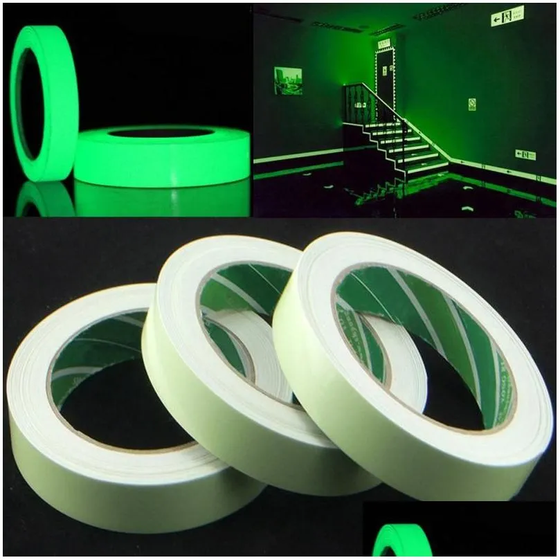 Feestdecoratie Feestdecoratie 5M Lichtgevende zelfklevende tape Sticker Poluminescent Glow In The Dark Diy Muur Fluorescerend Veiligheid Em Dhdrs