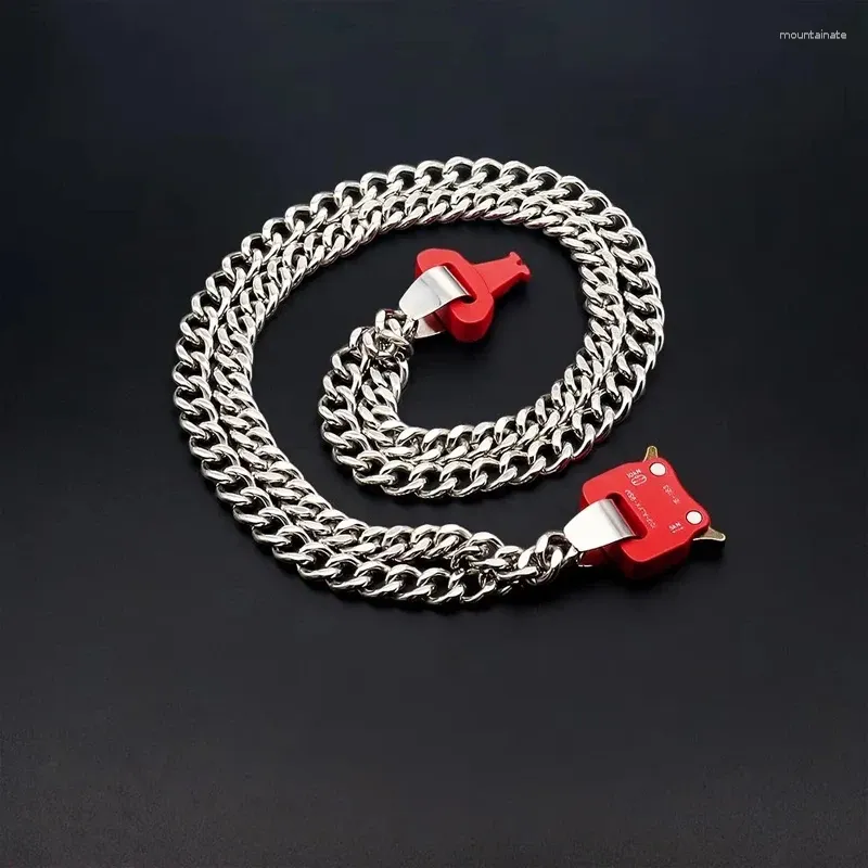 Bracelets à maillons pour hommes et femmes, collier chaîne ALYX 9SM, boucle rouge, Double hip hop Street, accessoires de Couple en métal unisexe, 1017