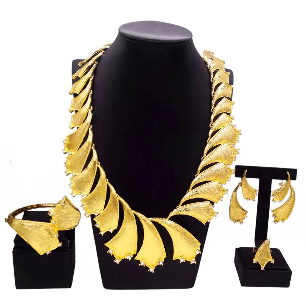 Bruiloft Sieraden Sets Ketting Voor Vrouwen Italië Vergulde Set Party Bijoux Dubai Big 231012