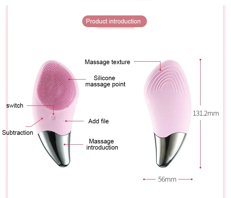 Electric Silicone Face Clean Brush Waterproof Facial Acne Cleansing Beauty Device USB Rechargeable High Frequency Sonic Skin Pore Cleaner and Massage Brushed Tool