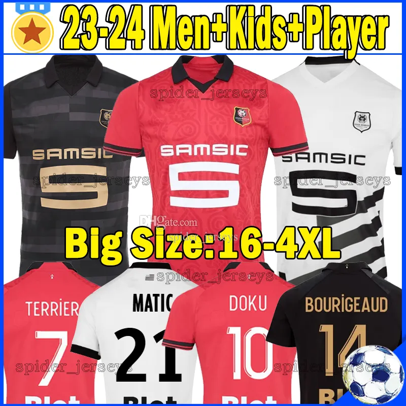 XXXL 4XL 2023 Rennes Stade Rennais Soccer Jerseys Kalimuendo Belocian 23 24 Sulemana terrier Bourigeaud Vuxna män Player Kits Socks Full Set Football Jerseys