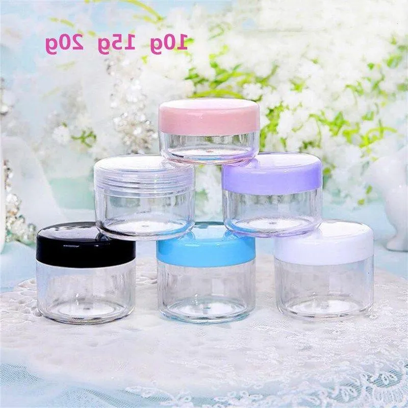 10g 15g 20g Jar Cosmetic Sample Bottle Empty Container Clear Plastic Pot Jars Makeup Containers for Lip Balm Eye Shadow Rbpec