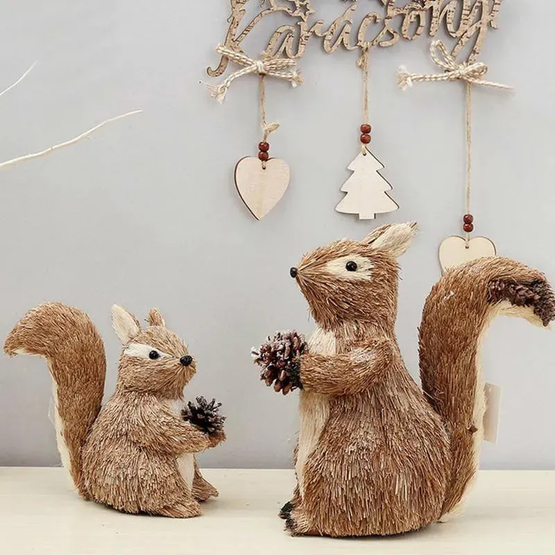 Juldekorationer Söt trä Artificial Christmas Squirrel Xmas Decor for Home Decor för julprydnader 231012