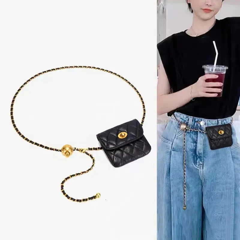 Other Fashion Accessories Fashion Elegant Women Chain Belt Waist Belt Bag Female Girl Dress Strap Wedding Chain Belt Women Clothing Accessories Fanny Pack 231013