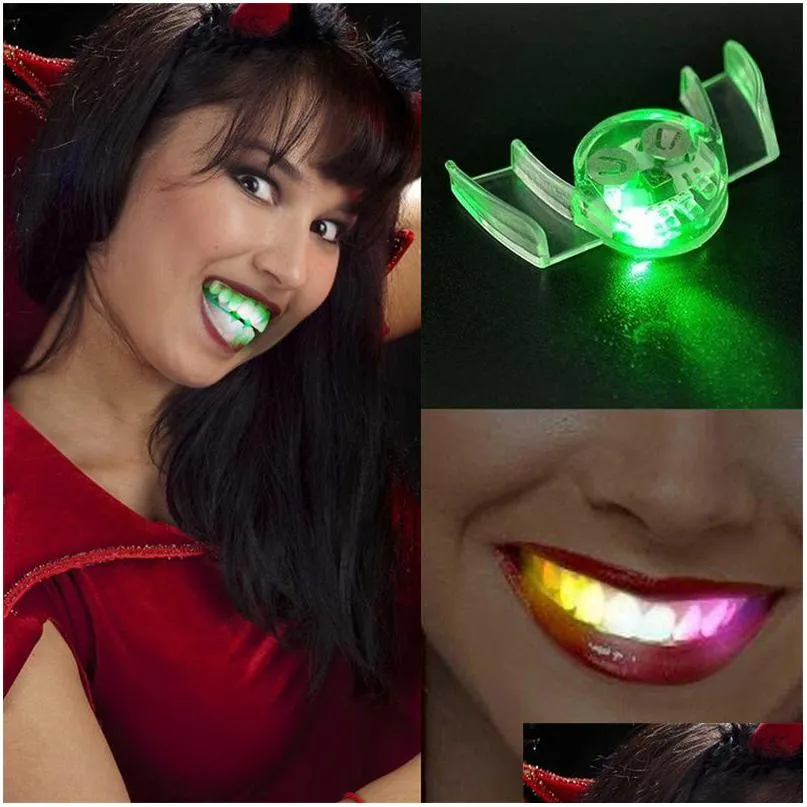 Other Festive & Party Supplies Halloween Party Tools Led Mouth Teeth Guard Glowing Flashing Braces Bracket Moutiece Carnival Novelty T Dhdmp