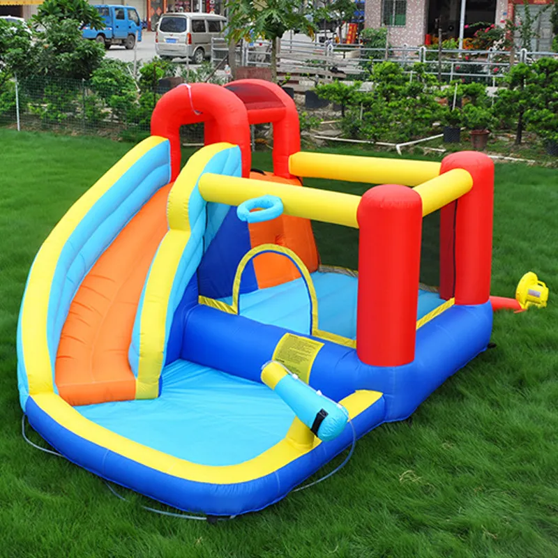 Castello Gonfiabile All'aperto Castello Per Salti D'acqua Parco Scivolo Per Bambini Parco Per Bambini Giocattoli Casa Di Rimbalzo con Ponticello Ventilatore Per Bambini Giochi Al Coperto All'aperto Divertenti Piccoli Regali