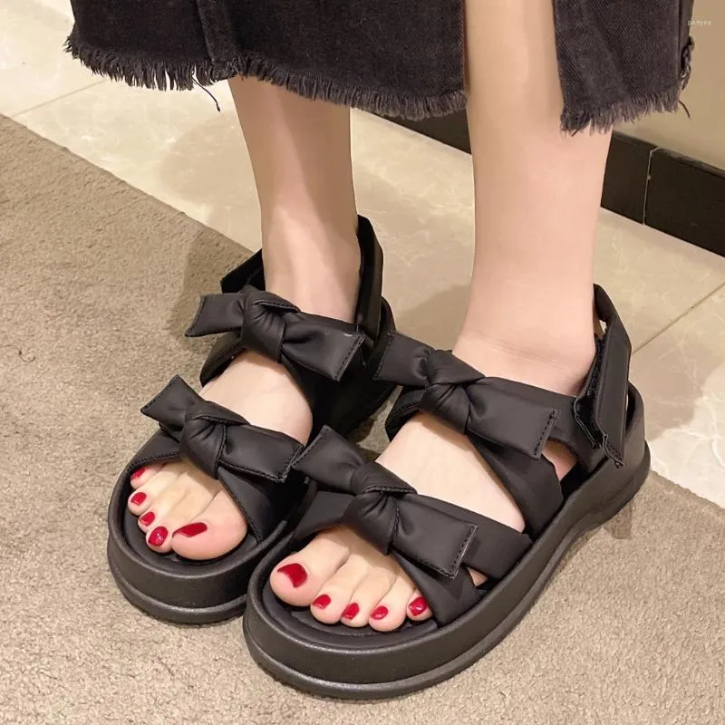 Sandálias 2023 verão mulheres moda senhoras sólida peep toe volta cinta cunha flor sapatos ao ar livre casual confortável calçado feminino